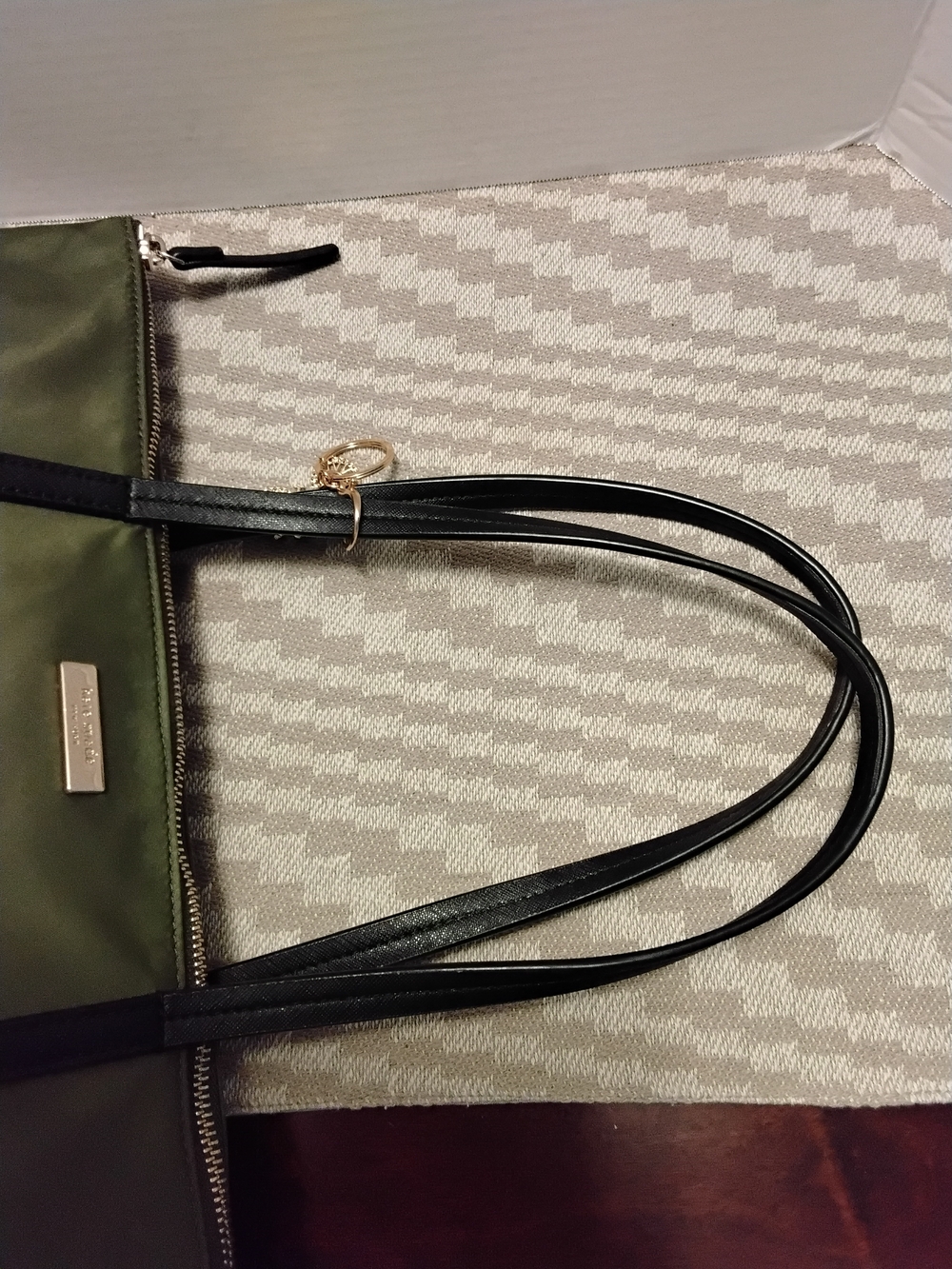 Kate Spade Olive Green Tote Bag with Black Handles - Picture 5 of 6